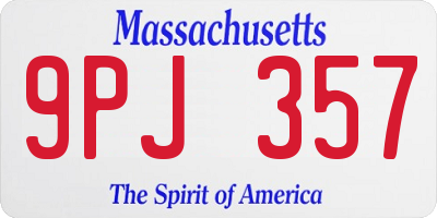 MA license plate 9PJ357