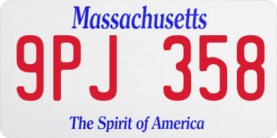 MA license plate 9PJ358