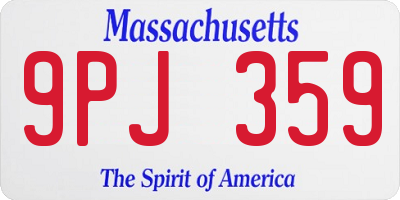 MA license plate 9PJ359