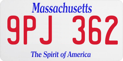 MA license plate 9PJ362