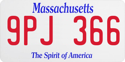 MA license plate 9PJ366