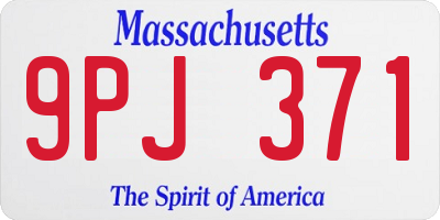 MA license plate 9PJ371