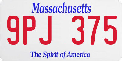 MA license plate 9PJ375