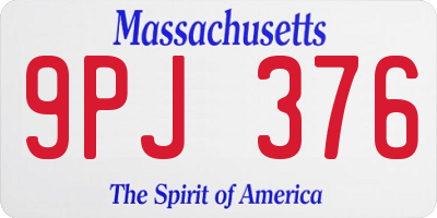 MA license plate 9PJ376