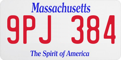 MA license plate 9PJ384