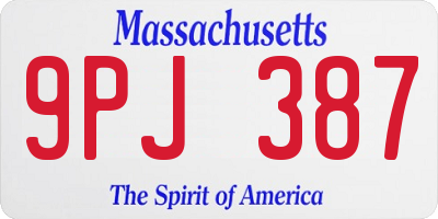 MA license plate 9PJ387