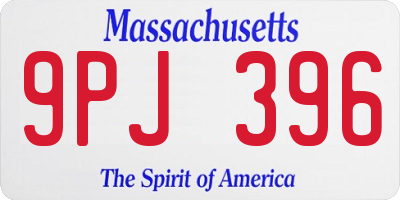 MA license plate 9PJ396