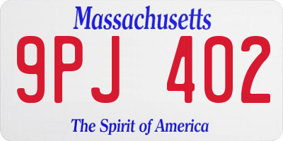MA license plate 9PJ402