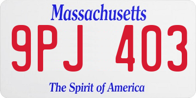 MA license plate 9PJ403