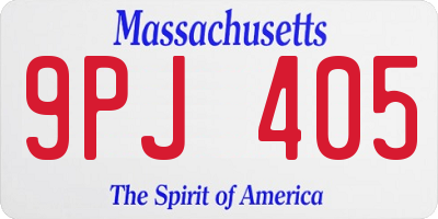 MA license plate 9PJ405