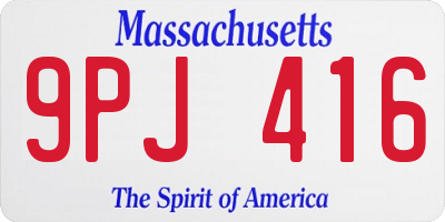 MA license plate 9PJ416