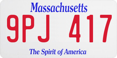 MA license plate 9PJ417