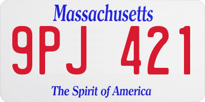MA license plate 9PJ421