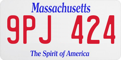 MA license plate 9PJ424