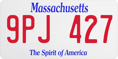 MA license plate 9PJ427