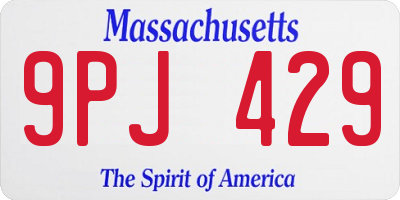 MA license plate 9PJ429