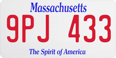 MA license plate 9PJ433