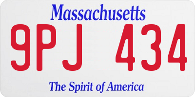 MA license plate 9PJ434