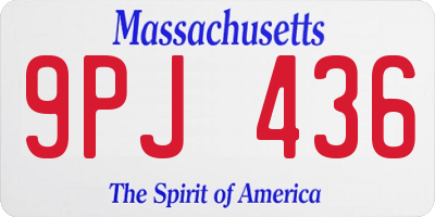 MA license plate 9PJ436
