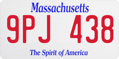 MA license plate 9PJ438