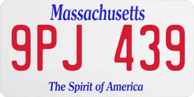 MA license plate 9PJ439