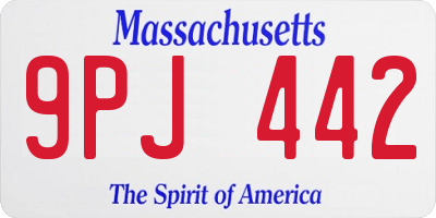 MA license plate 9PJ442