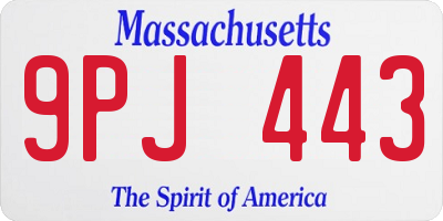 MA license plate 9PJ443