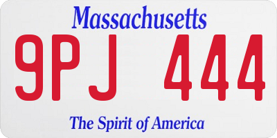 MA license plate 9PJ444