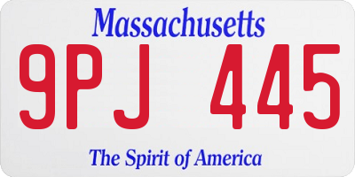 MA license plate 9PJ445