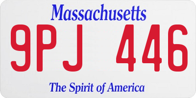 MA license plate 9PJ446