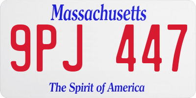 MA license plate 9PJ447