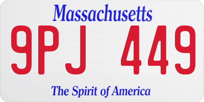 MA license plate 9PJ449
