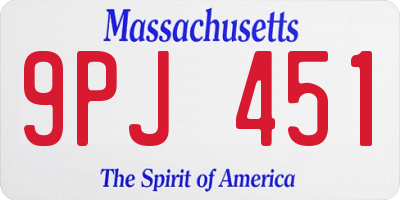 MA license plate 9PJ451