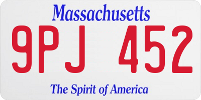 MA license plate 9PJ452