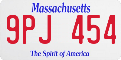 MA license plate 9PJ454