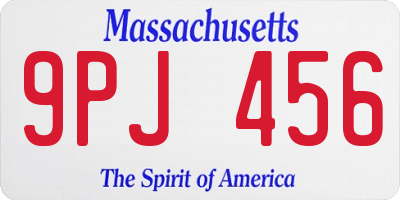 MA license plate 9PJ456