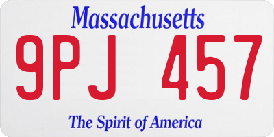 MA license plate 9PJ457