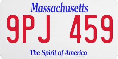MA license plate 9PJ459