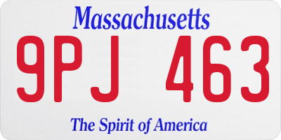 MA license plate 9PJ463