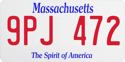 MA license plate 9PJ472