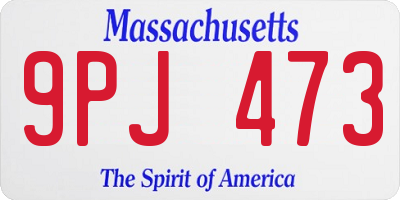 MA license plate 9PJ473