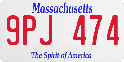 MA license plate 9PJ474