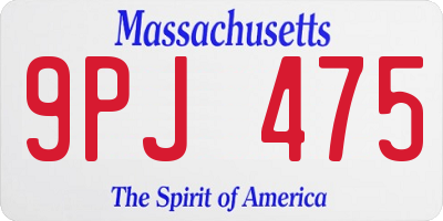 MA license plate 9PJ475
