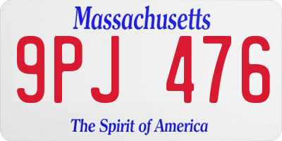 MA license plate 9PJ476