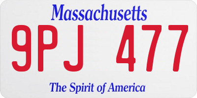 MA license plate 9PJ477