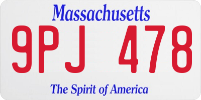 MA license plate 9PJ478
