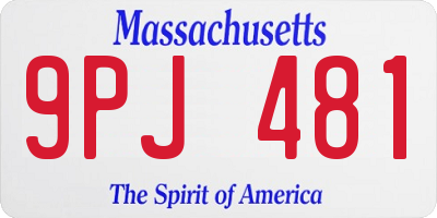 MA license plate 9PJ481