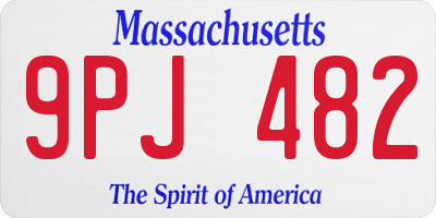 MA license plate 9PJ482