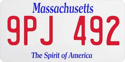 MA license plate 9PJ492