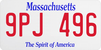 MA license plate 9PJ496